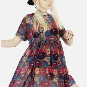 💘Blackmilk Peeking Peonies Sheer Smock Dress💘
